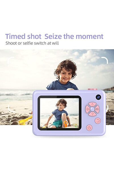 Generic كاميرا سيلفي رقمية للأطفال بدقة 8K و48 ميجابكسل، عدسة مزدوجة، متينة وقابلة لإعادة الشحن، لون أرجواني