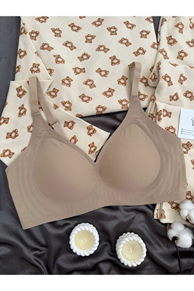 Lena Homewears Σετ πιτζάμες Premium Ecru Waffle με γυναικεία εσώρουχα