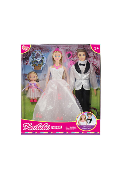 TSUMAB مجموعة دمى زفاف عائلة كايبيبي - العروس والعريس والفتاة الصغيرة