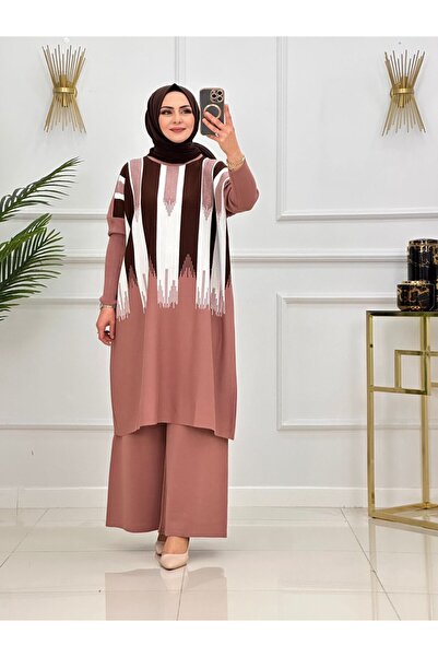Valens Butik Oversized Kalıp Halime Double Hijab Suit with Tunic and Trousers