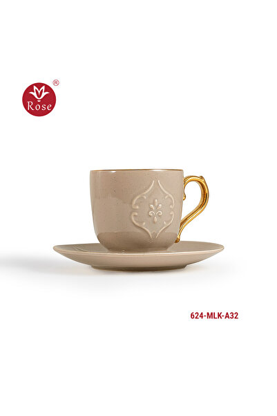 Rose 12-piece porcelain milk tea cup set with a distinctive classic pattern, Rose 626