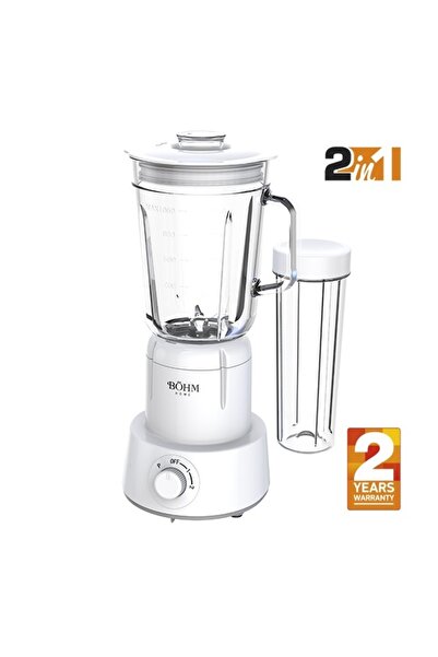 BÖHM Blender BM 5010 2 în 1, 350 W, recipient borosilicat de 1 l + cană de 500 ml To-Go, fără BPA