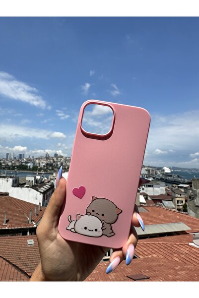 Mobildizayn Huawei P40 Lite Uyumlu İçi Kadife Baskılı Pembe Telefon Kılıfı