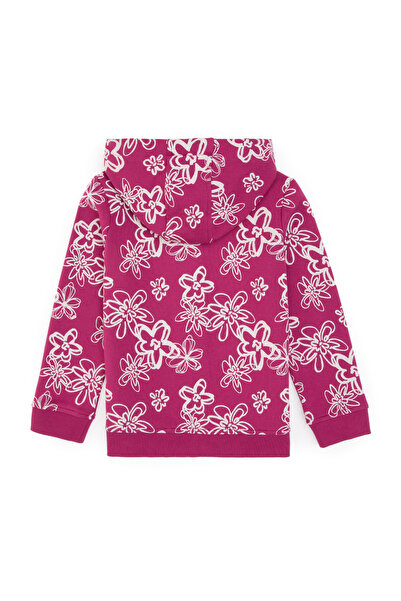 U.S. Polo Assn. Girl's Pink Hooded Zippered Floral Sweatshirt 50317959-Vr041