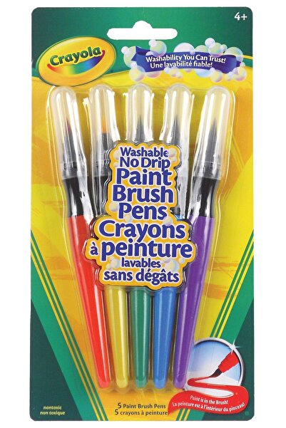 Crayola أقلام فرشاة طلاء قابلة للغسل ومقاومة للتنقيط، 5 قطع