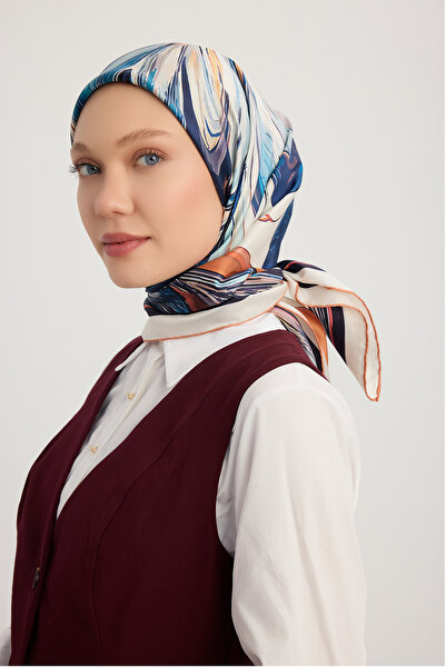 ipekistanbul Φουλάρι 100% Silk Twill - Χρυσό Κρίνο - Μπλε