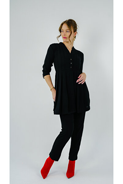 Aniqle Noir Line Pintuck Co-Ord Set