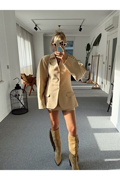 ForOus Reverse Sewing Crepe Fabric Jacket Skirt Set