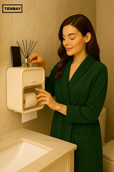 TEMBAY Yapışkanlı Tuvalet Kağıtlığı ,Duvar Tipi Tuvalet Kağıdı Askısı ,Telefo...