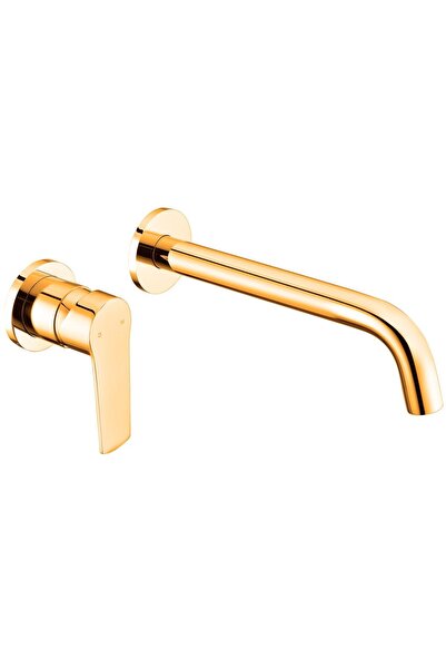 Trendy's Μπαταρία νιπτήρα μονού μοχλού, εντοιχισμένη, χρυσή