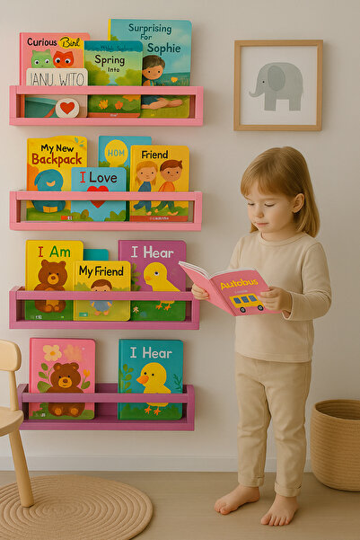 Deisor 1pcs Montessori Wooden Bookshelf - 60 cm