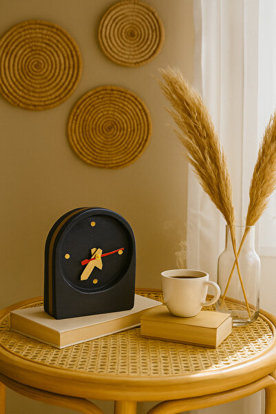 HİZ ART DECORATİON MASA SAATİ -LACİVERT MASA SAATİ GOLD DETAYLI