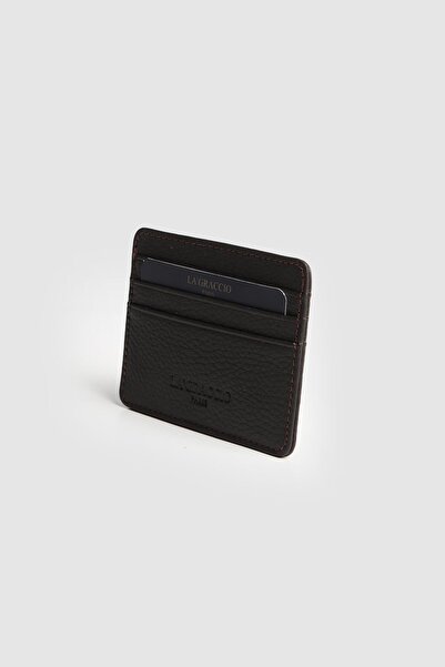 La La'Graccio Paris La'Graccio Paris Men's Night Genuine Leather Convenient Card Holder Matte Brown
