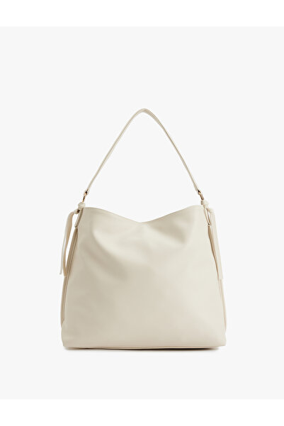 Koton Faux Leather Large Tote Bag with Metal Accessories Handle