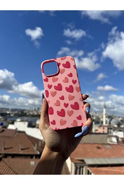 Q Aksesuar حافظة هاتف بتصميم قلوب متوافقة مع هاتف آيفون 12 ميني - وردي كاندي