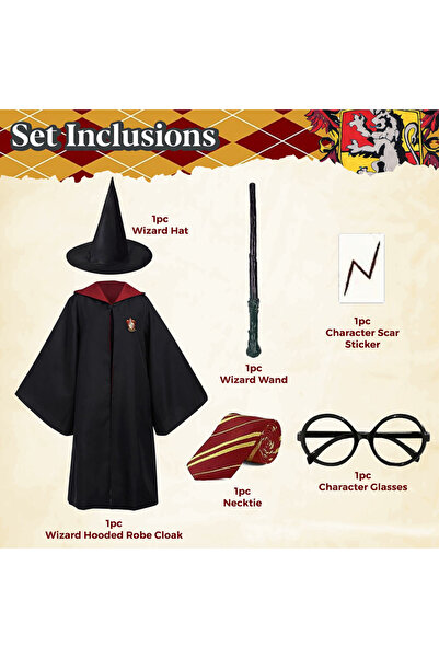 Oxygen Plus Costum de vrăjitor pentru copii cu pălărie, baghetă magică, ochel...