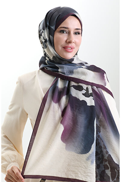 sefamerve Karaca Natural Fiber Shawl 82005-03 Plum Cream