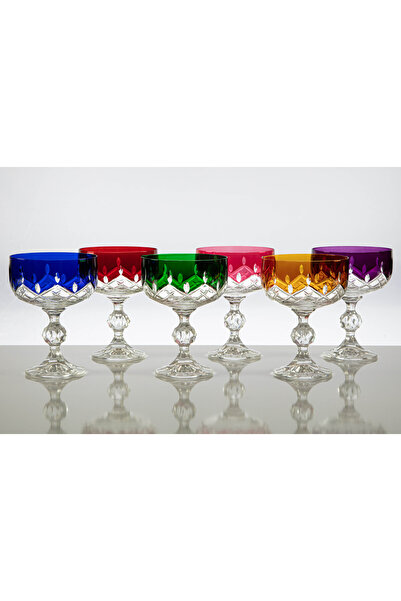 milenyumsanat Bohemia Kristal Renkli Tatlı ve Dondurma Bardakları - 6 Parçalı...
