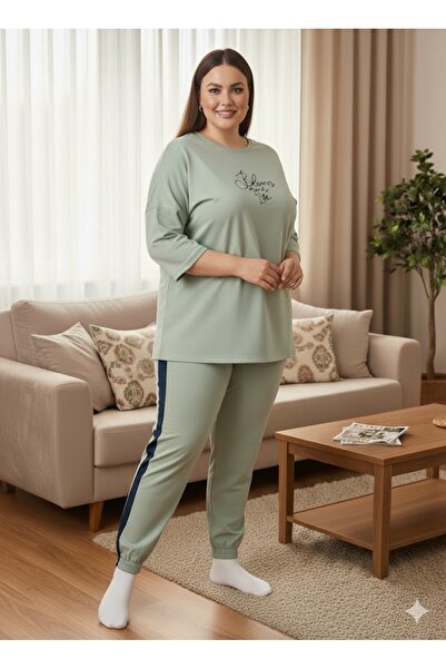 FAMESTEKSTİL Women's Green Tracksuit Set