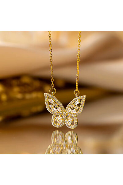 MoodCreations AURELIA 14K Gold Plated Butterfly Necklace for Women, Trendy Gift for Her