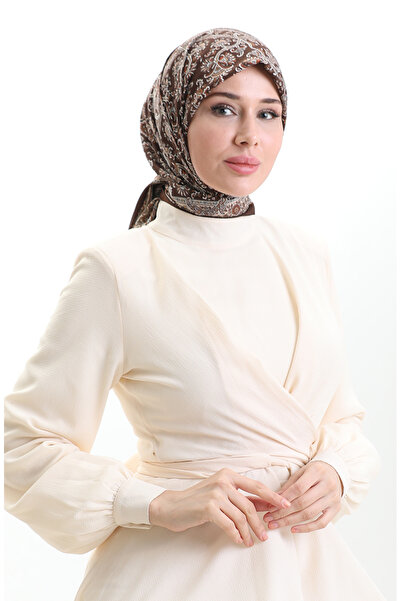 sefamerve Karaca gemusterter Cupra-Schal 82014-07 Braun