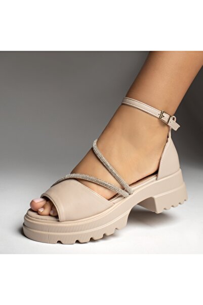 Modlet.ro Γυναικεία μπεζ Σανδάλια MOD13818