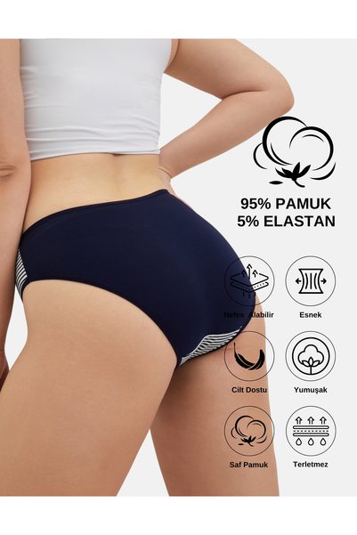 ALYA UNDERWEAR Mother Daughter Matching Cotton Panties Navy Blue Printed Slip Underwear Plus Size Included
