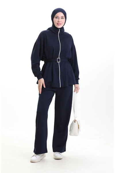 sefamerve Premium Fabric Buckle Suit 11331-02 Navy Blue