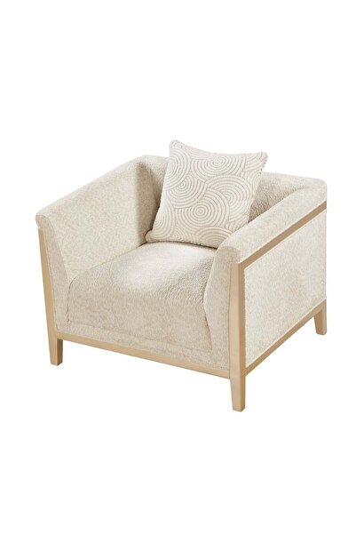 Danube Home Azalea 1 Seater Fabric Sofa - Beige/Champagne Gold, Solid Wood, Stylish & Comfortable - 100x88x77cm
