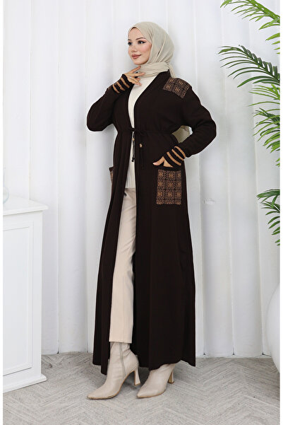 sefamerve Embroidered knit cardigan 0027-04 brown