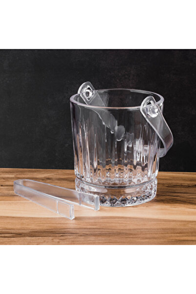 deli glass دلو ثلج أنيق مع ملقط – تصميم كريستالي فاخر لحفلاتك ومناسباتك الخاصة