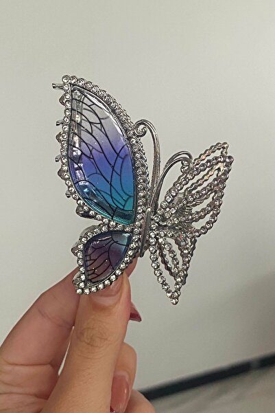 TAKIŞTIR Silver Color Butterfly Figured Metal Latch Buckle