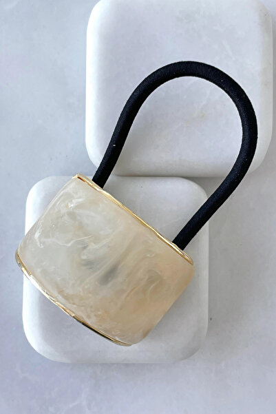 Leo'Stone Γυναικεία πόρπη από καουτσούκ με χρυσή λεπτομέρεια σε σχήμα μαρμάρου