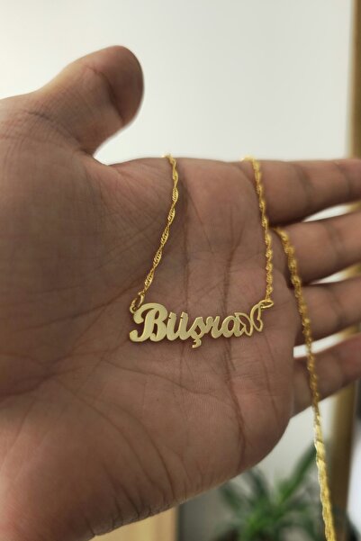 ÖZGÜR TAKI 925 Ayar Gümüş 24 Ayar Altın Kaplama İsimli Kelebek Figürlü Kolye