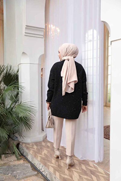 N.S NEVA STYLE Black Hijab Knitwear Sweater Tunic 8824S