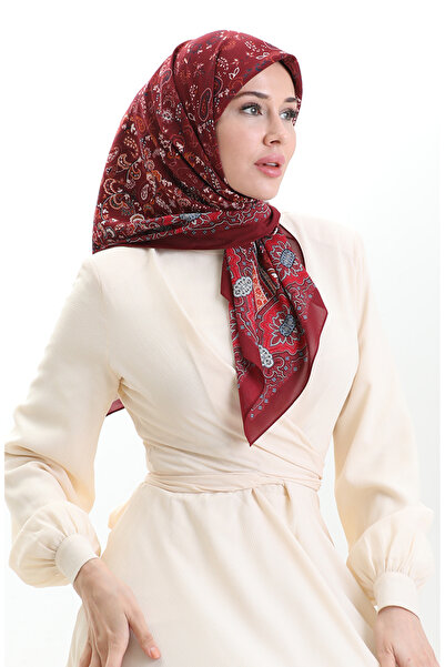 sefamerve وشاح كورا منقوش من كاراكا 82015-09 أحمر داكن