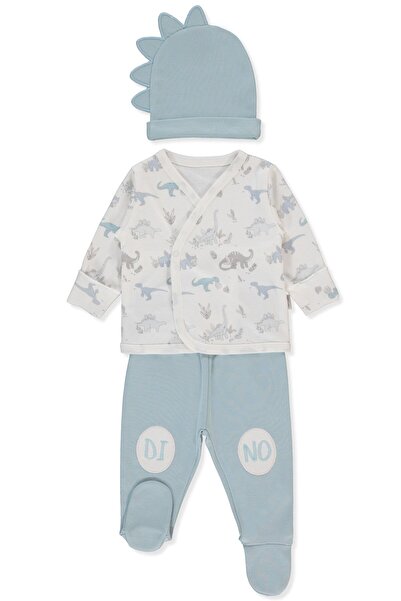 Bebetto طقم زيبين إنترلوك 3 قطع (ميكانيكي ورفيقون) أخضر بترولي