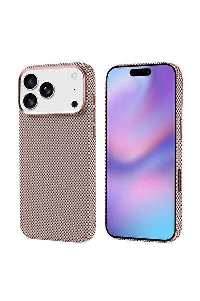 zore iPhone 17 Pro Max Kılıf M-safe Şarj Özellikli Karbon Fiber Görünümlü SHR...