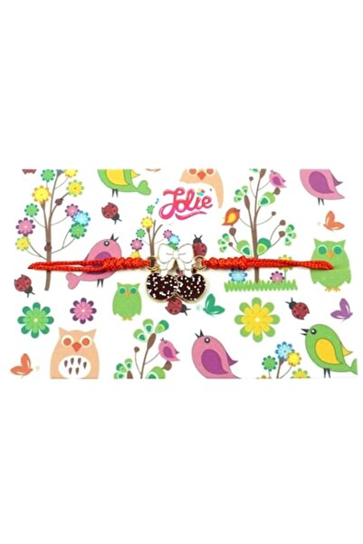 GOLD MARKET Set of 10 Martisor bracelets for children, metal and textile, on colored card, cherries with bow