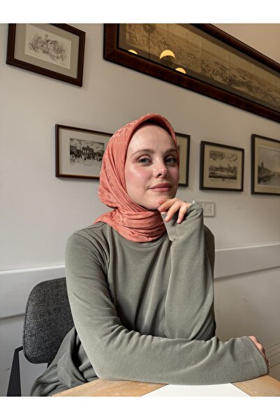 CUOCA LOUNGE Bloom Desen Somon %100 Cotton Eşarp