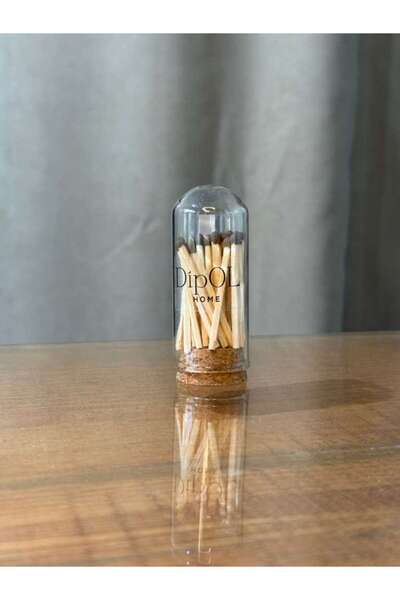 dipol Home Mantar Kapaklı Cam Fanusta Kibrit Modeli 1 Adet (FANUS 7,5X3 CM)