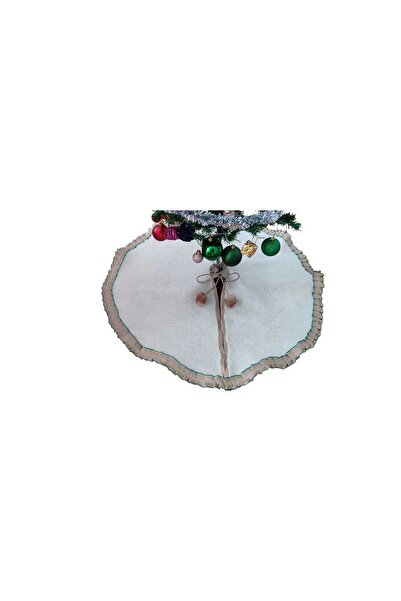 MODA NUR Christmas Tree Skirt, Pine Tree Foot Mat Cover, Cream Color, Plush, 85 cm