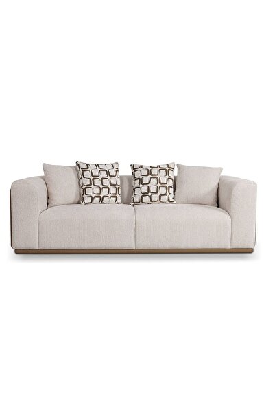 Danube Home Flynn 3 Seater Fabric Sofa - Brown, Solid Wood Frame, Stylish & Comfortable, 228x101x73cm