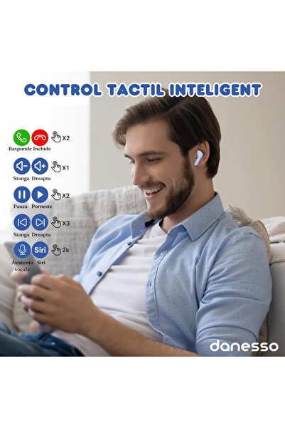 DANESSO Wireless In-Ear Headphones, Danesso® Audio, Bluetooth 5.3, LED Digital Display, Dual Microphone