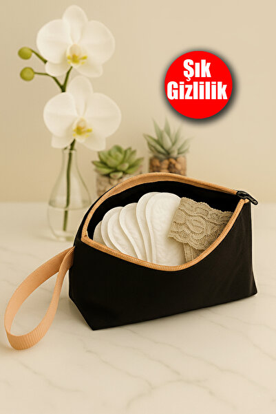 Deftion Şık Hijyenik Ped ve İç Çamaşırı Taşıma Saklama Çantası Çanta İçi Bilek Askılı Su Geçirmez Organizer