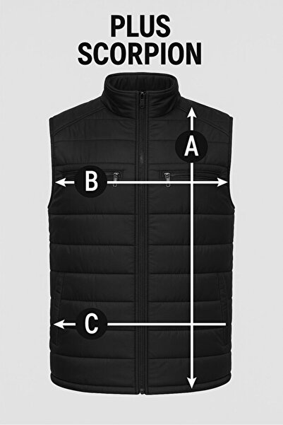 Plus Scorpion Men's black quilted vest – Urban Style, sizes S–2XL