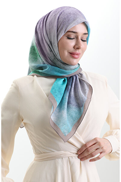 sefamerve Eșarfă din fibre naturale cu model Karaca 82018-03 Albastru nurcă