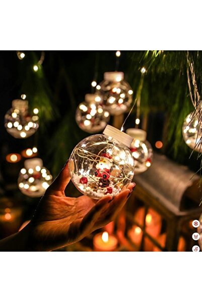 FOXMAG24 Instalație de Crăciun, tip perdea luminoasă, 10 globuri cu Moș Crăci...