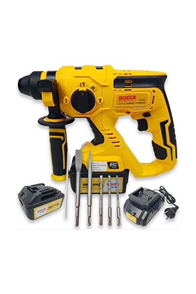 BOXER Set ciocan rotopercutor SDS+ SR-082 cu baterie și încărcător, 4500 rpm, 2 x 24.4V, 5 biți și dălți