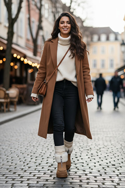 Deniz Terlik Жіночі утеплені боти з хутром, на платформі, на блискавці спереду